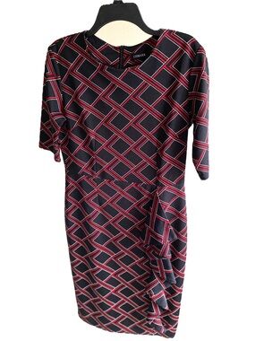 Cismark Black & Red Geometric Midi Sheath Dress